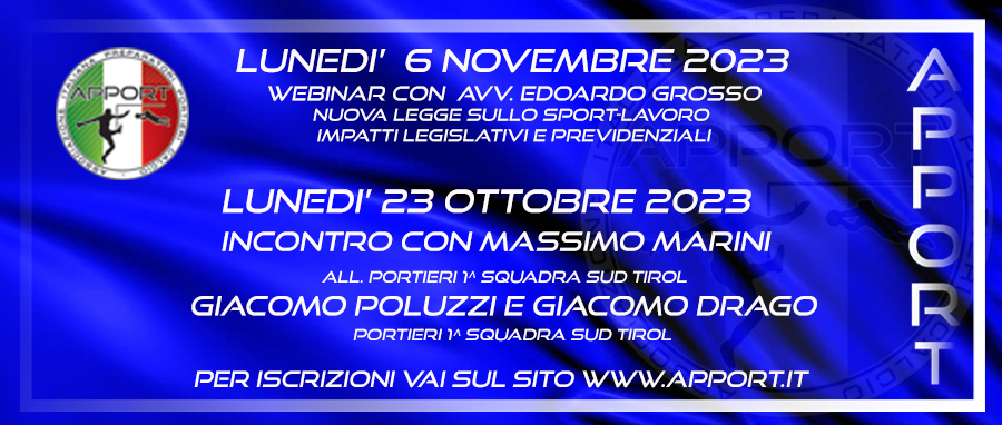 23  Ottobre e 6 Novembre - i Prossimi webinar APPORT